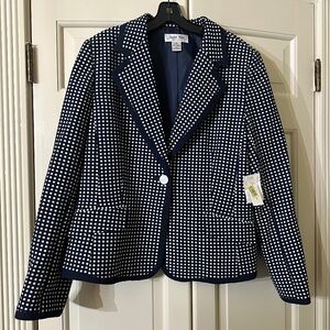 NWT Judith Hart Vintage Gingham Check Blazer Jacket Women's Size 16